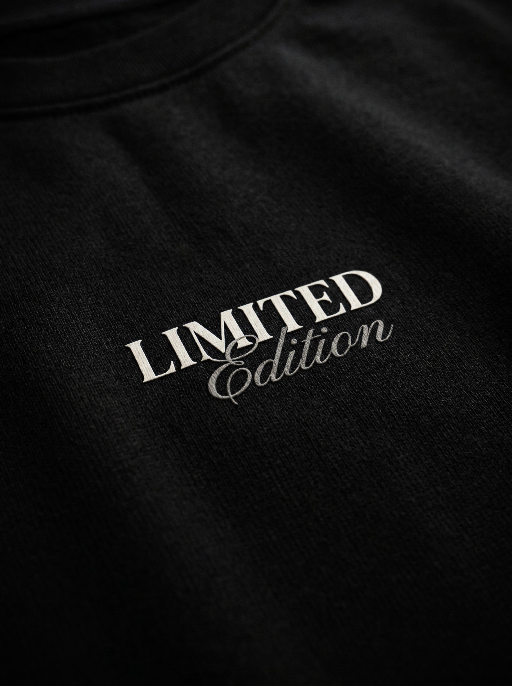 "Close-up of LIMITED Edition chest typography on Noverra Dhurandhar 240 GSM boxy fit oversized black t-shirt for men and women"